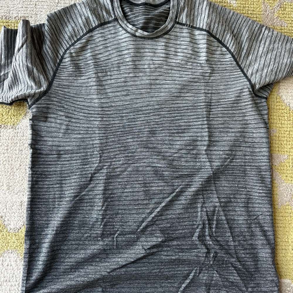 Lululemon Gray Striped Short Sleeve Shirt